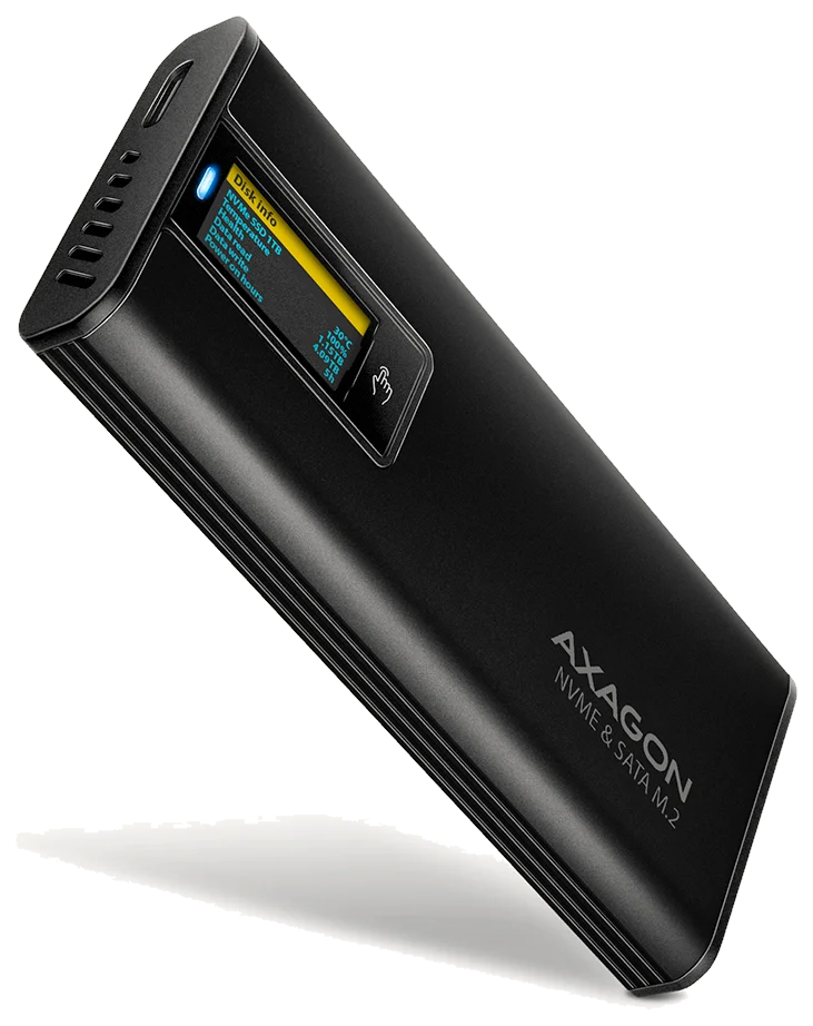 AXAGON externí box s displejem pro M.2 Black